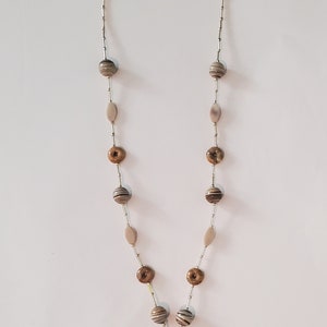 Light Brown and Gold Necklace Stone and Glass image 3