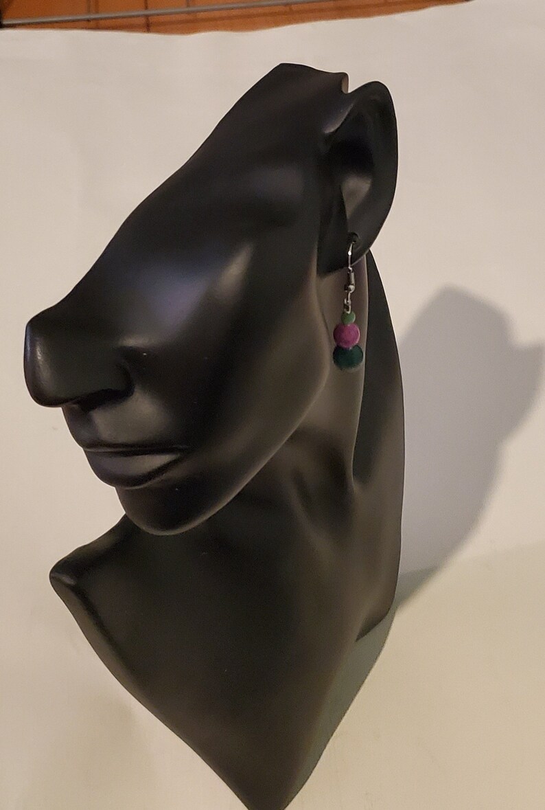 Green Pink Silver Green and Pink Dangle Earrings Glass and Vintage Beads