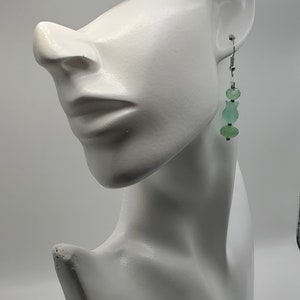 Handmade Green Tulip Earrings Vintage Beads Green and Silver image 4