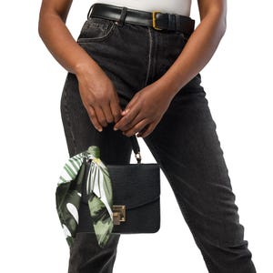 Tropical Palm Print Bag Scarf: Plumeria Tropique Poly Blend