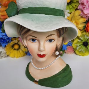 Relpo（レルポ）陶器　花瓶　貴婦人　日本製　ヘッドベース ヴィンテージ Relpo Lady Head Vase - Etsy