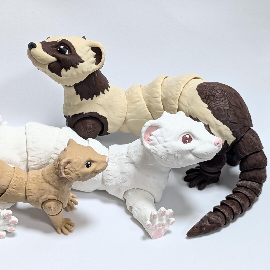 Ferret Pet Model With Masked Colouring. 3D Printed. Articulated Models ...