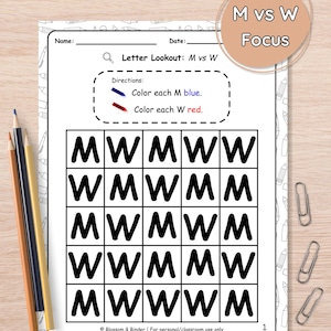 Observación de letras: práctica de inversión de letras adaptada a personas con dislexia. Enfoque "M vs. W".