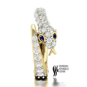 diamond snake nose ring Beautiful blue sapphire diamond daith conch cartilage hoop, unique Style ear piercing, Animal lover gold jewellery