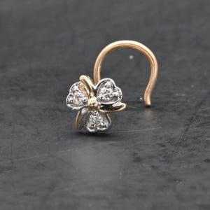 14K Solid Gold Threaded labret Stud, 18k white gold Ear Cartilage Helix Tragus Lip Brow Piercing Pin 18g Externally Threaded C wire nose pin