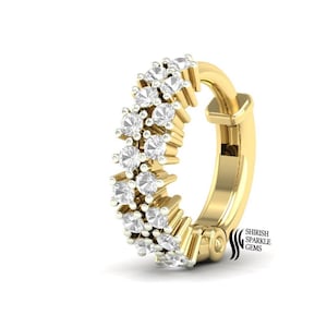 Anello al naso con diamante naturale/Anello al naso a doppia linea/Anello al naso con elica e cartilagine/Anello al naso in oro/Regalo di compleanno per ragazza/Anello al naso in oro come regalo