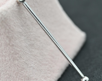14K massief witgouden industriële halter, industriële piercing, kraakbeen en helixoorbel, steigersieraden, uniseks cadeau