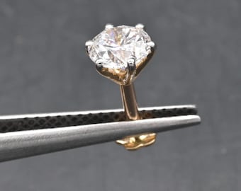 Nässtift med solitaire-diamant, labretstift i 14k guld, örhänge med en sten