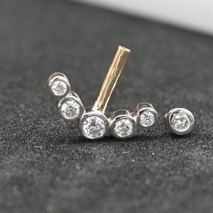 14K Solid Gold Diamond Helix Cartilage Conch Stud, Screw Back Dainty Minimalist Gold Piercing Jewelry, dangle ear piercing