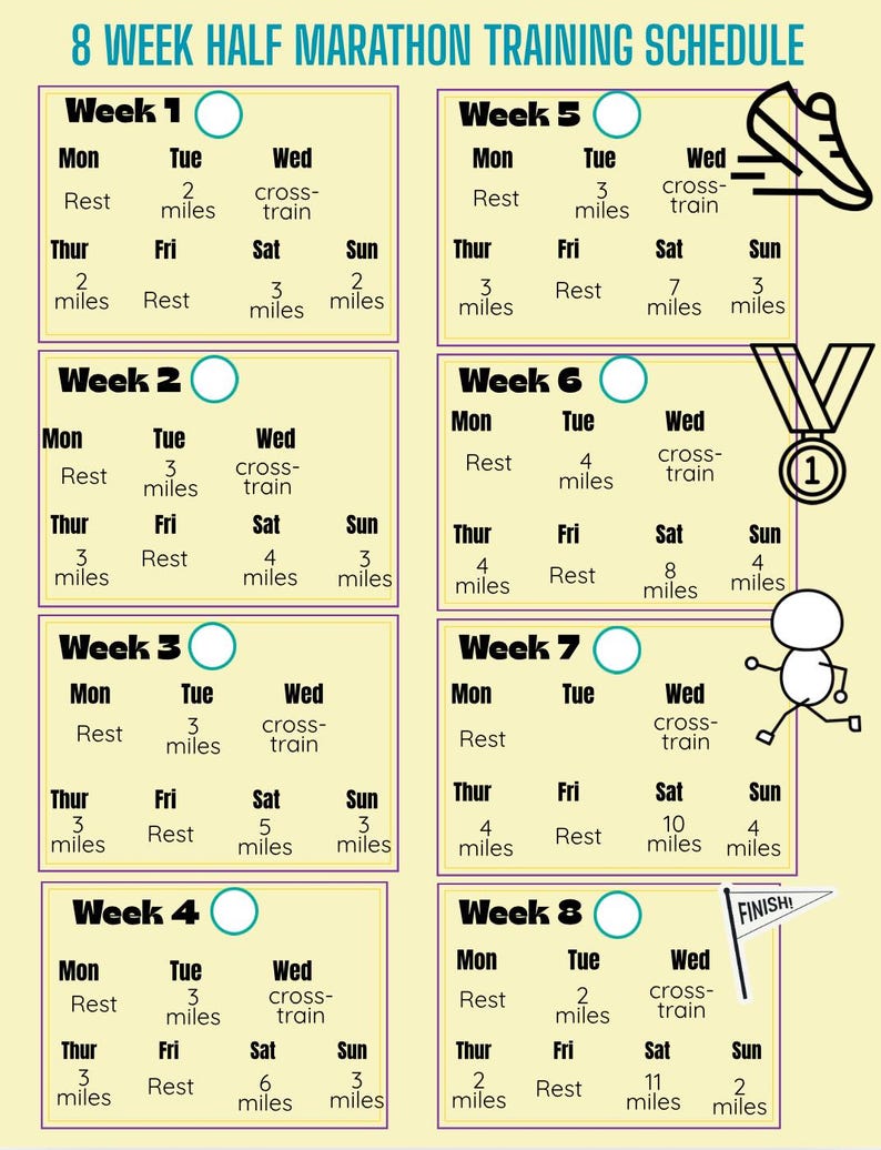Editable Half Marathon Training Plan | 8-week Printable Runner’s ...