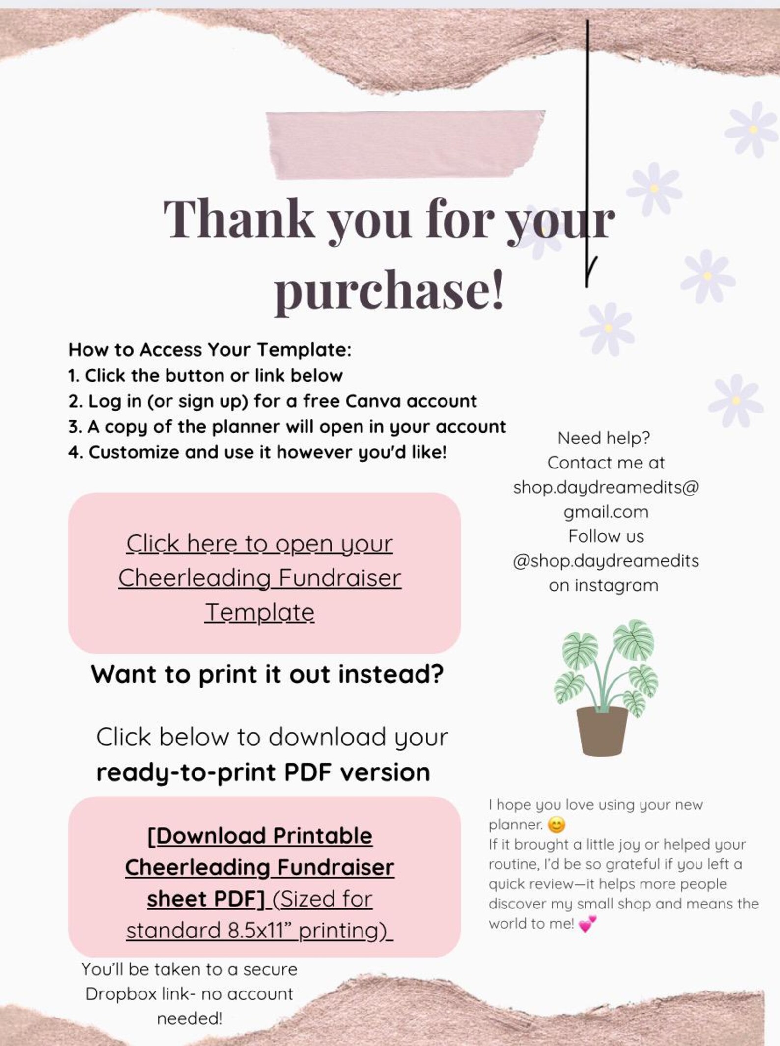 Cheerleading Dollop Fundraiser Chart: Editable Canva Template (digital ...