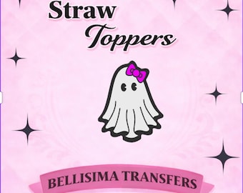 Adorno para pajitas con diseño de fantasma adorable, funda para pajitas con lazo rosa adorable, tapa para pajitas de Halloween, adorno para pajitas impreso en 3D, accesorio para vasos, adorno para pajitas Stanley