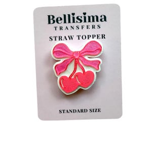 Coquette Cherry Bow 3D Printed Straw Topper, 16oz and 40oz  Straws, Straw Charms, Cup Accessories.