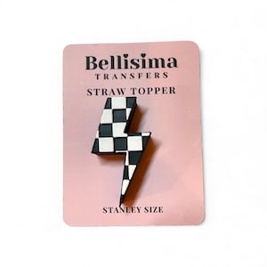 Geruite bliksemschichtstrotopper | Stanley-beker rietje | Zwart-witte strotopper | Trendy Stanley-accessoires