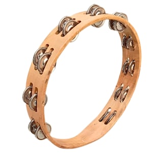 Handcrafted Willow Wood Tambourine: 12&quot; Double Row Stainless Steel Jingles