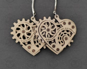 Laser cut fidget Heart Keychain SVG | Laser Cut File with PDF Manual | DXF dwg cdr | Valentine&#39;s Gift | 3mm & 1/8&quot; Plywood Template