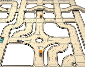 Lasergesneden houten autotracksysteem vectorbestand (SVG DXF PDF)