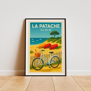 Cartel Ilustración Ile de Ré la Patache Vacaciones viaje en bicicleta cartel viaje
