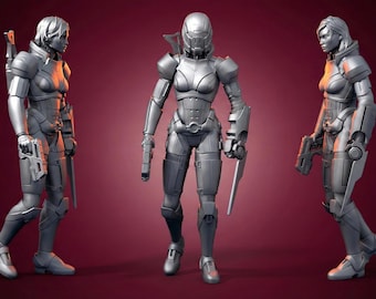 Mass Effect Female Shepard STL – 3D Printable Sci-Fi Miniature (Digital File)