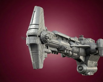 Sci-Fi Ramming Corvette STL File – Wedge-Nose Rebel Cruiser 3D Printable Model | Detailed Digital Download
