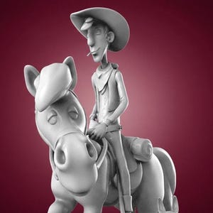 Röd Kit Lucky Luke FanArt STL-figur – Högkvalitativ 3D-utskrivbar modell | Detaljerad digital fil | Direkt nedladdning | Perfekt för 3D-utskrift