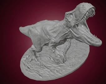 T-Rex vs Carnotaurus Diorama STL – 3D Printable Dinosaur Battle (Digital File)