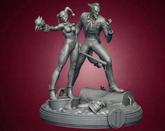 Crazy Clown Couple 3D STL Figure - High-Quality Printable Model | Detailed Digital File | Instant Download | 3D Printing Miniature