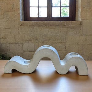 Wavy Concrete Tealight Holder: Modern Minimalist Candelabra