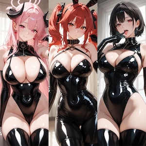 130 AI Anime Latex Girl Images + 12 FREE Bonus Clips | Digital Download | AI-Generated Art Pack