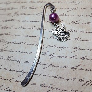 Bookmark with Angel Charm and Lavender Pearl