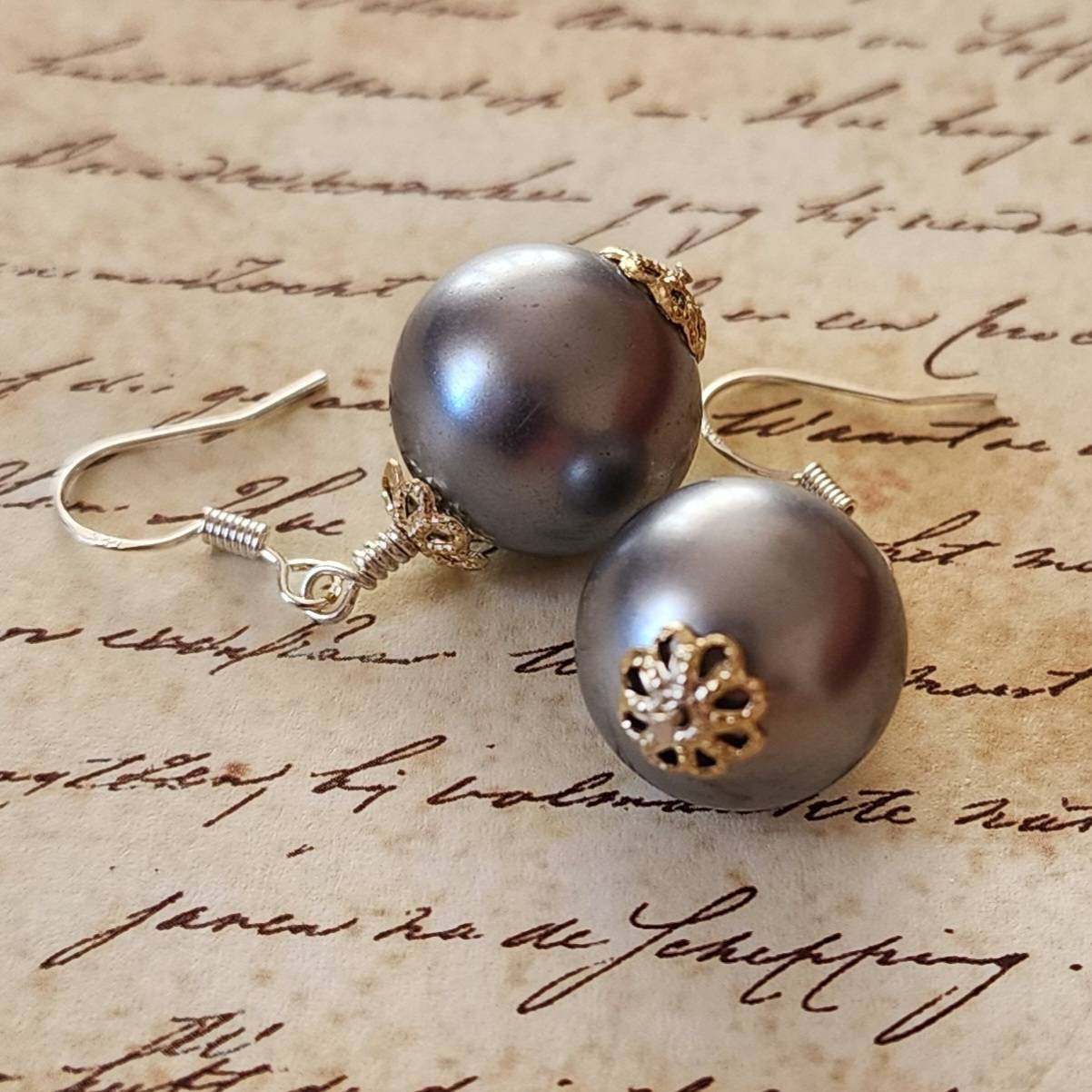 Pearl Drop Earrings (Silver Tone)