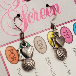 I Love Volleyball Dangle Earrings
