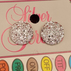 Silver Druzy Stud Post Earrings