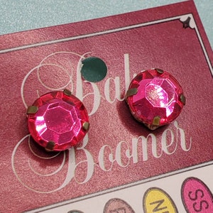 Round Pink Jewel Stud Earrings