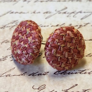 Tweed Button Post Earrings