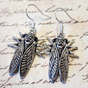 Cicada Insect Bug Dangle Earrings