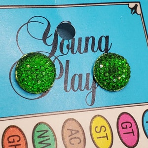 Green Bling Stud Earrings