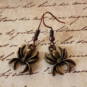 Copper Spider Dangle Earrings