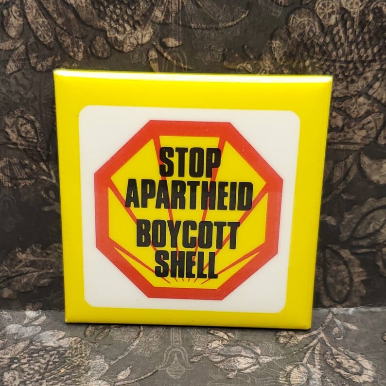 Stop Apartheid Boycott Shell Vintage Pinback Button - Etsy