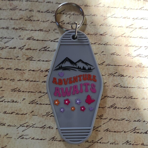 Adventure Awaits Retro Motel Keychain