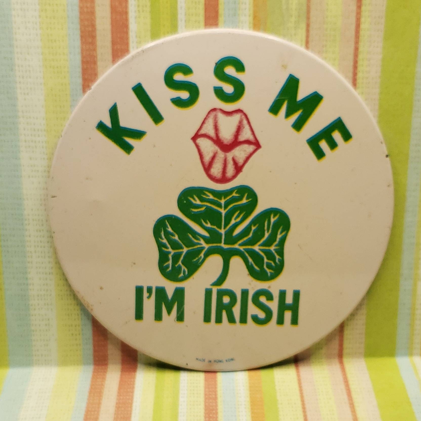 Kiss Me I'm Irish Vintage Pinback Button