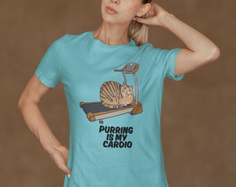 Cat Tee, 100% Cotton Purring Is My Cardio Short Sleeve Shirt