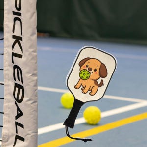 Wooden Pickleball Paddle Set: Puppy Design, Beginner-Friendly
