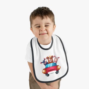 Cute Animal Car Bib for Babies, Fun Baby Shower Gift, Toddler Bib, Eco-Friendly Bib, Baby Feeding Accessory