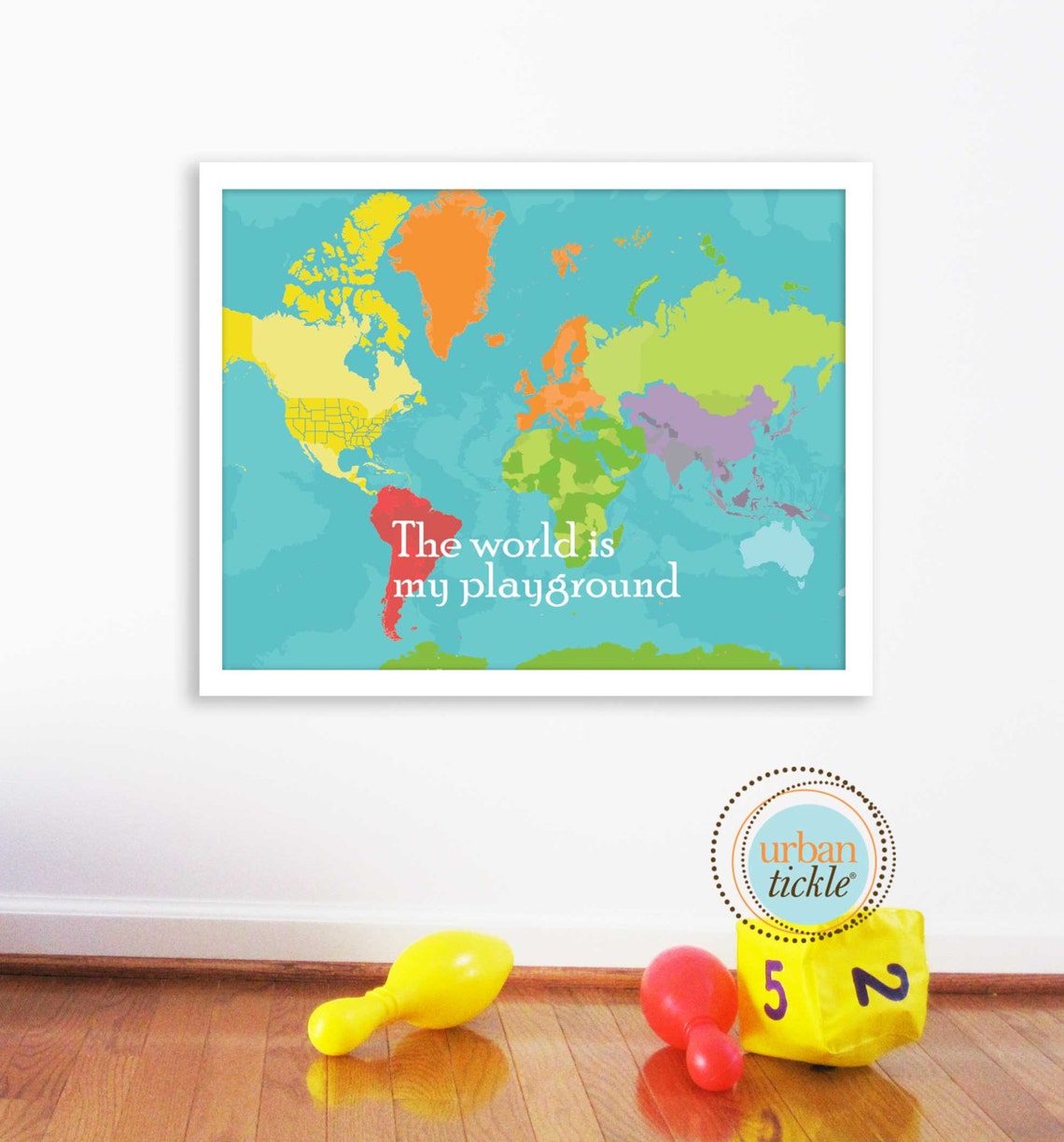 World Map Art for Kids Print for Nursery World Playground Etsy
