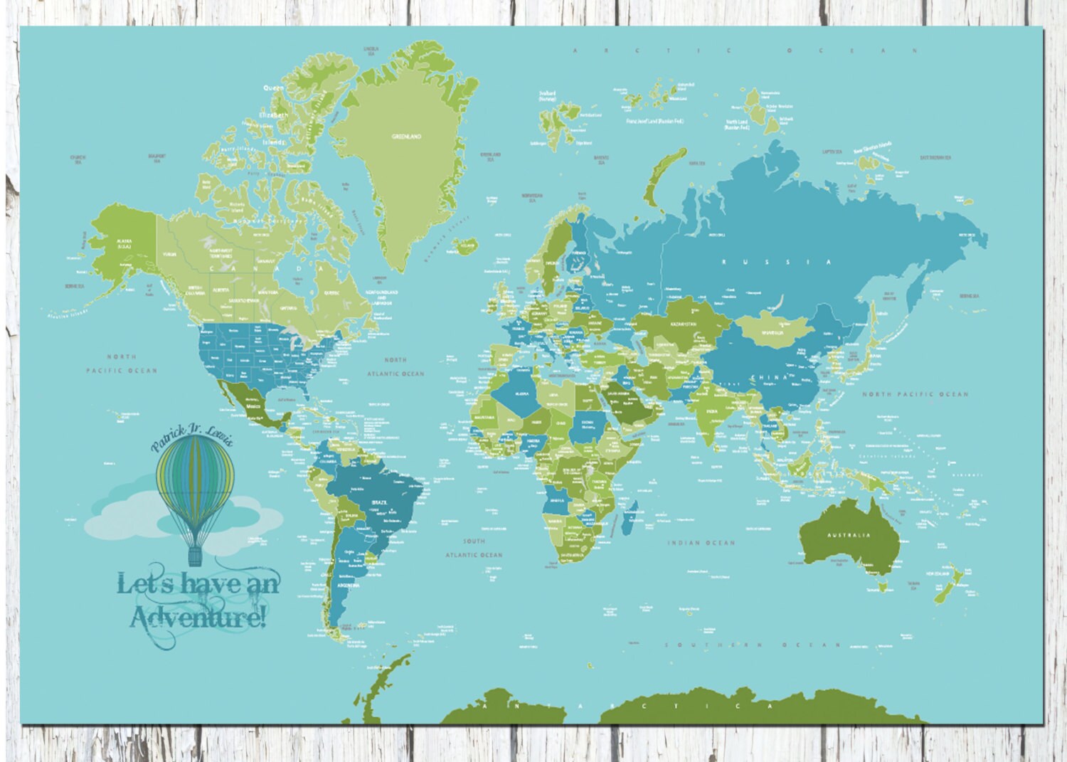 World Map Poster Country Names 24X36 Travel Artwork Travel