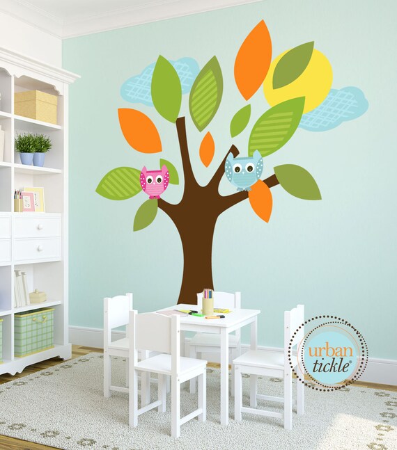 Kids Wall Decal Tree Decal Big Lush Leaves Large Decal Etsy