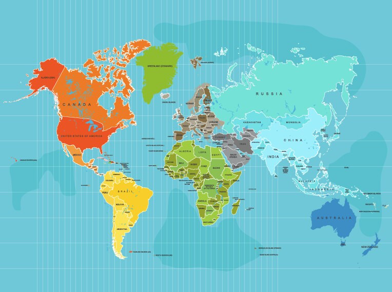 World Map With Country Names