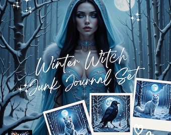 Winter Witch Junk Journal/Scrapbooking Set - Printable Backgrounds and Ephemera