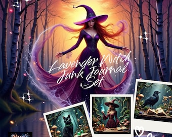 Lavender Witch Junk Journal/Scrapbooking Set - Printable Backgrounds and Ephemera